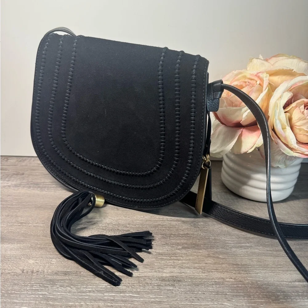 Vince Camuto Izzi Suede Tassel Bag Black IMMACULATE - Picture 2 of 11